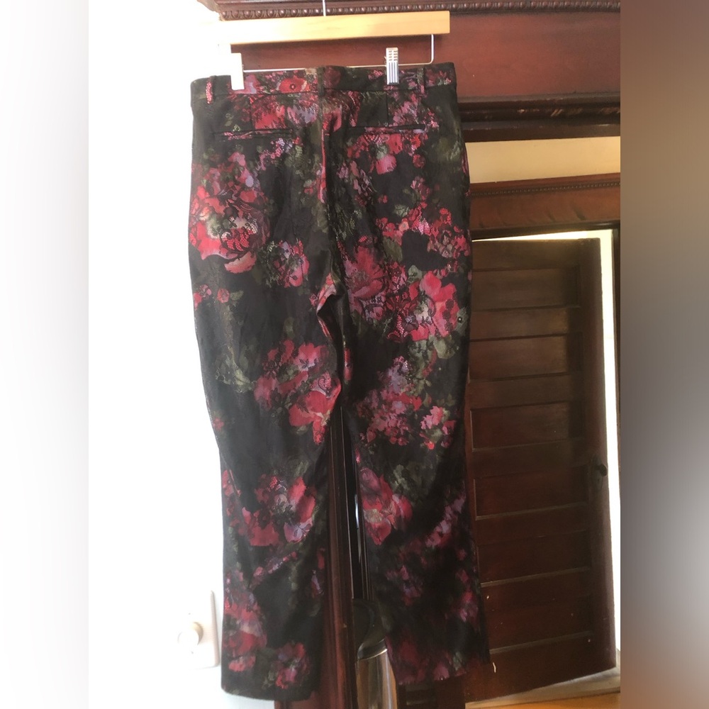 Pearl Black Boot-Cut Jeans with Pink Floral Print